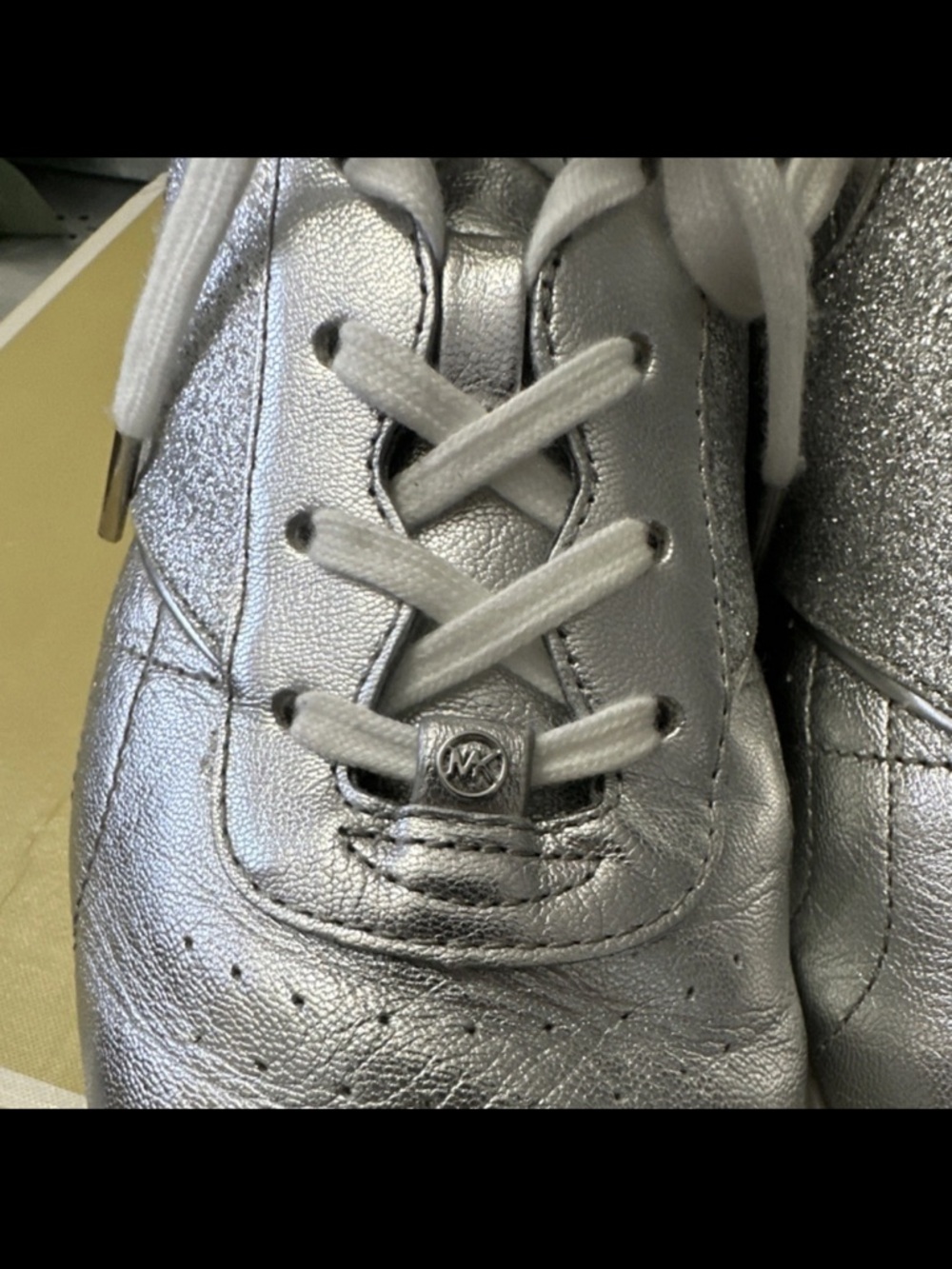 Michael Kors Silver Metallic Lace-Up Sneakers - Picture 3 of 9